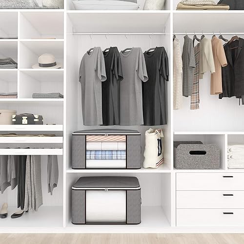 Miniatura 6 de Fixwal Bolsas de almacenamiento grandes de 90 L, paquete de 8 contenedores de almacenamiento de ropa, organizadores de armario, contenedores de