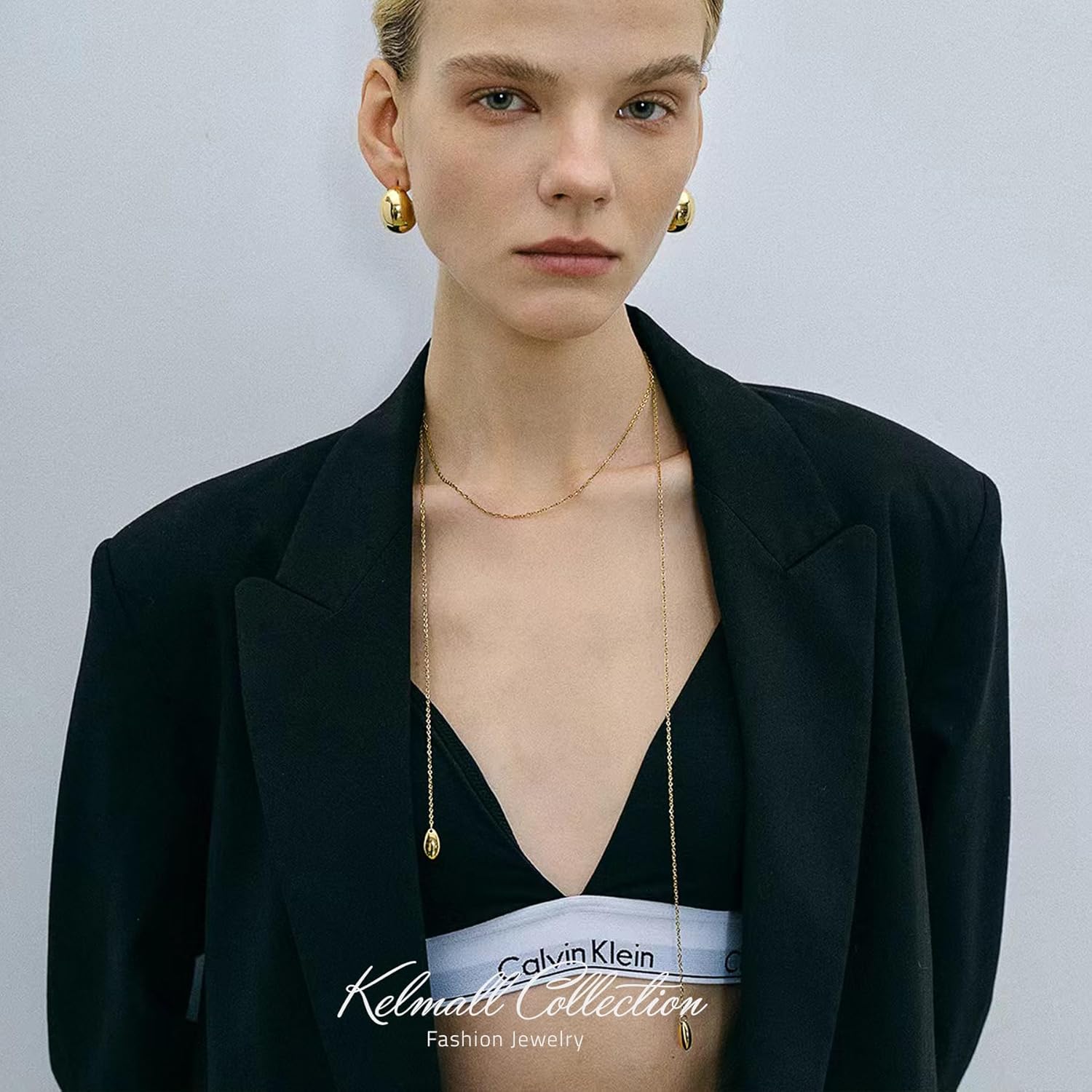 KELMALL 18K Gold Hoop Earrings for Women, Hypoallergenic Chunky Teardrop Round Non Tarnish Drop Statement Earrings for Sensitive Ears - Image 3