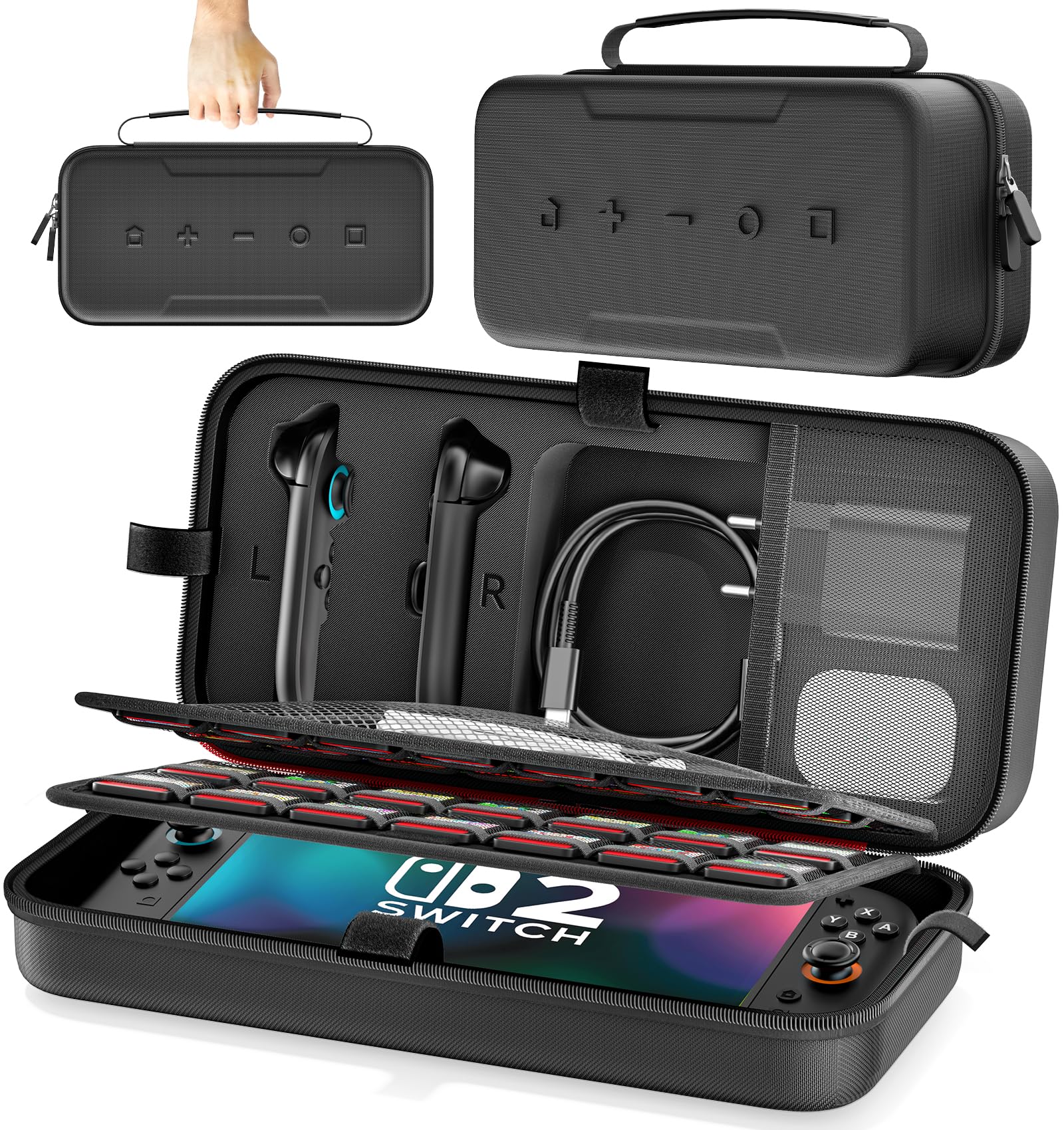 Kytok Funda para Switch 2, Funda Transporte Compatible con Switch 2025, Gran Capacidad Bolsa para NS 2, Carcasapara Proteger Switch 2 Consola & NS 2 Accesorios