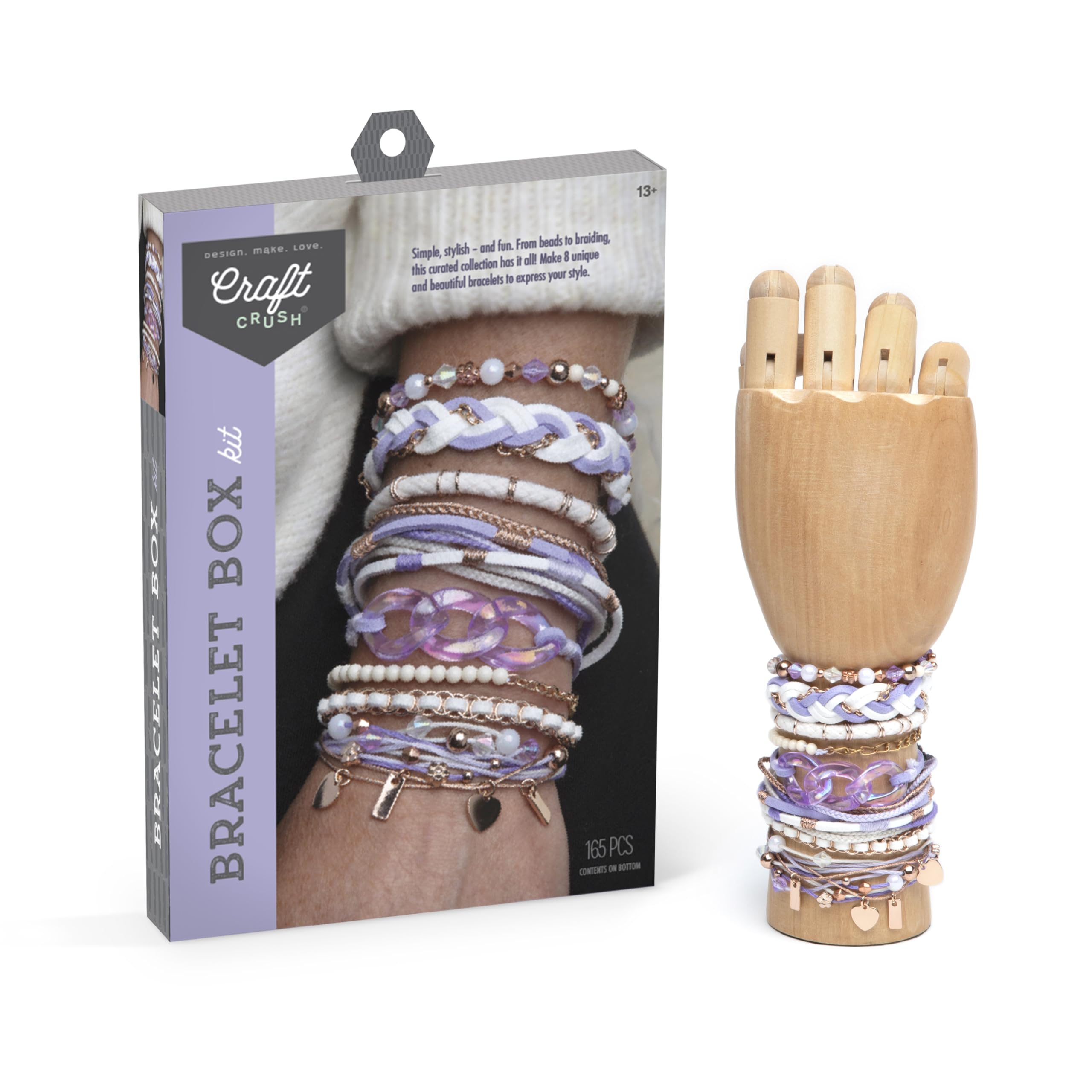 Craft Crush Zestaw do tworzenia bransoletek (liliowy) – zestaw do tworzenia bransoletek przyjaźni – zestaw do majsterkowania i tworzenia biżuterii dla dzieci, nastolatków, nastolatków i dorosłych,