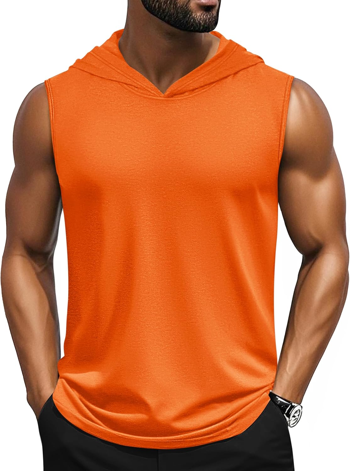 Cotrasen Men's UPF 50+ Hooded Tank Top Sleeveless Hoodies Lightweight Casual Gym Workout Shirts Cooling Muscle Tee Shirt