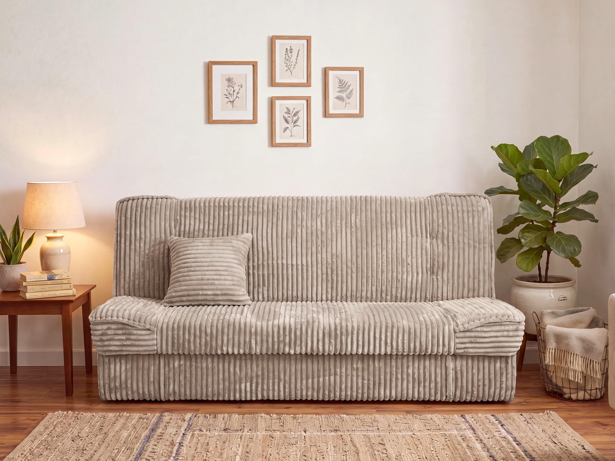 BROMARKT Sofa mit Schlaffunktion Beige Klappsofa 115x190 Cord ZALIA