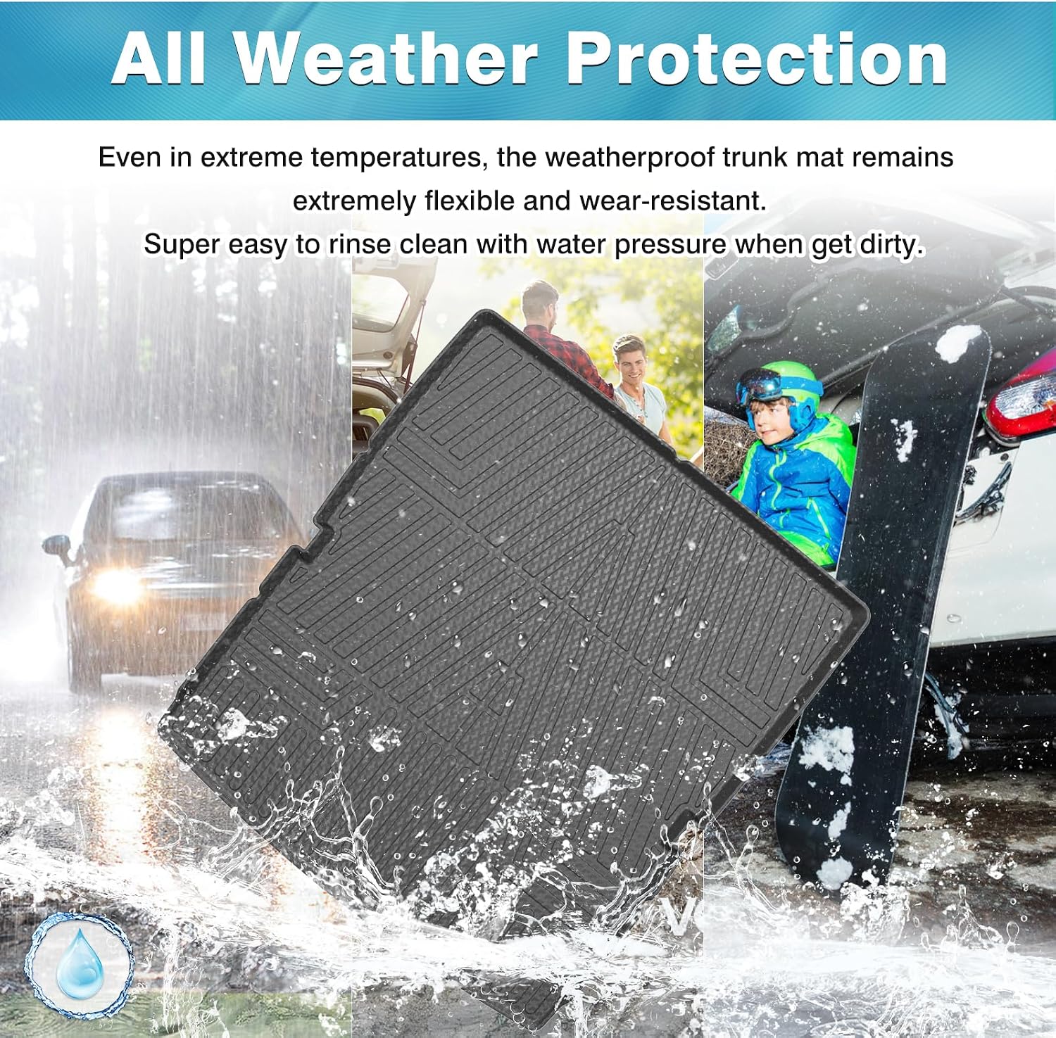Mixsuper Cargo Liner for Jeep Wagoneer/Jeep Grand Wagoneer 2022-2025 2026 (Non L), All Weather Cargo Mat Rear Trunk Liner Behind The 2nd & 3rd Row Seats Black 1PCS