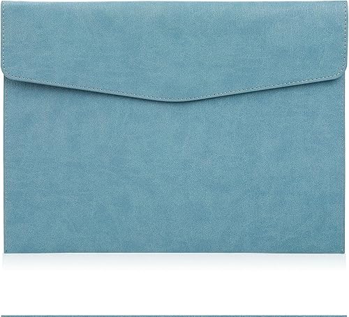 Carpeta de archivos, organizador de archivos de piel sintética, A4, impermeable, maletín de negocios, maletín de almacenamiento azul con cierre