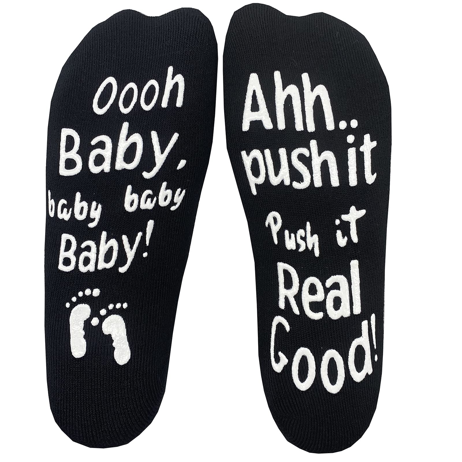 GZXYZZFS Labor and Delivery Hospital Socks Non-Skid Birthing Socks Maternity Pregnancy Inspirational Socks oooh baby black