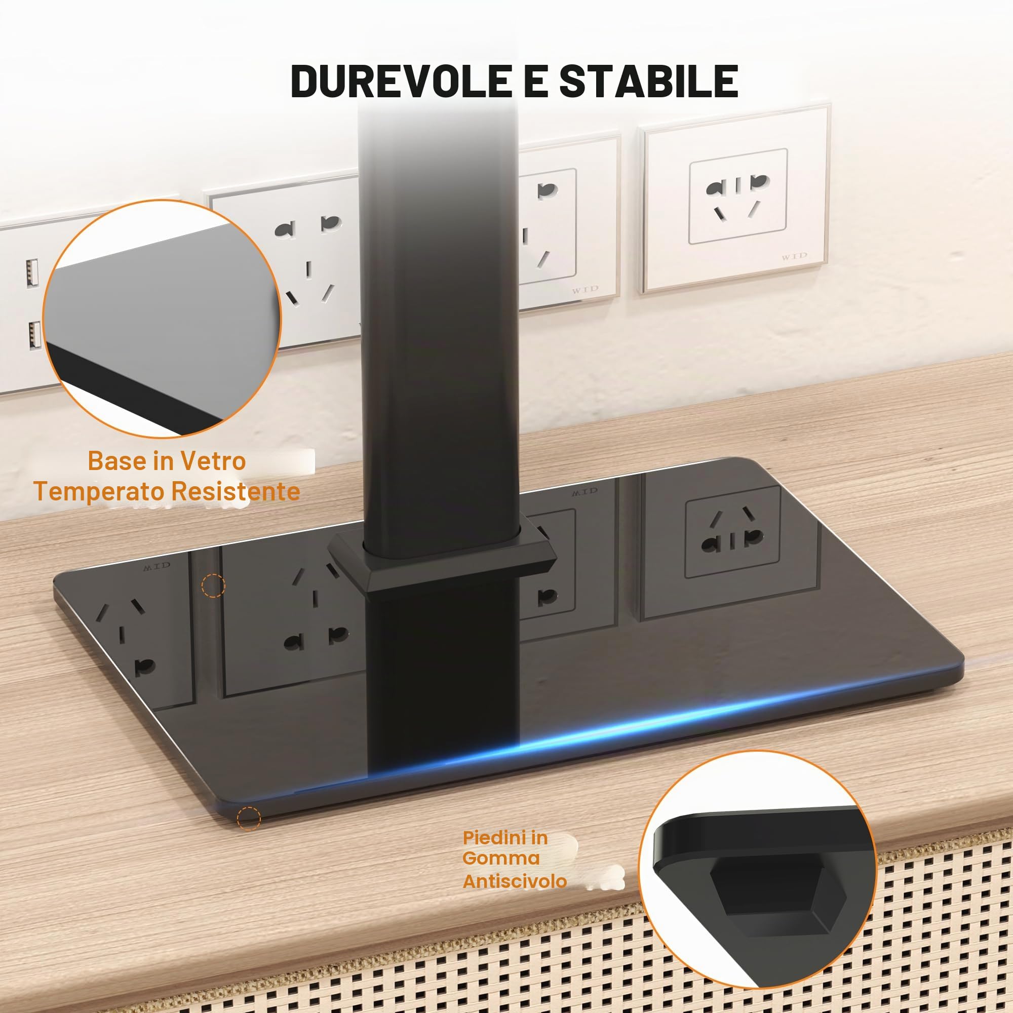 XINLEI Supporto Girevole per TV da Tavolo, Universale per 17-43 Pollici, Altezza Regolabile 265-385mm, Portata 45kg, VESA Max 200x200, Installazione Senza Forature