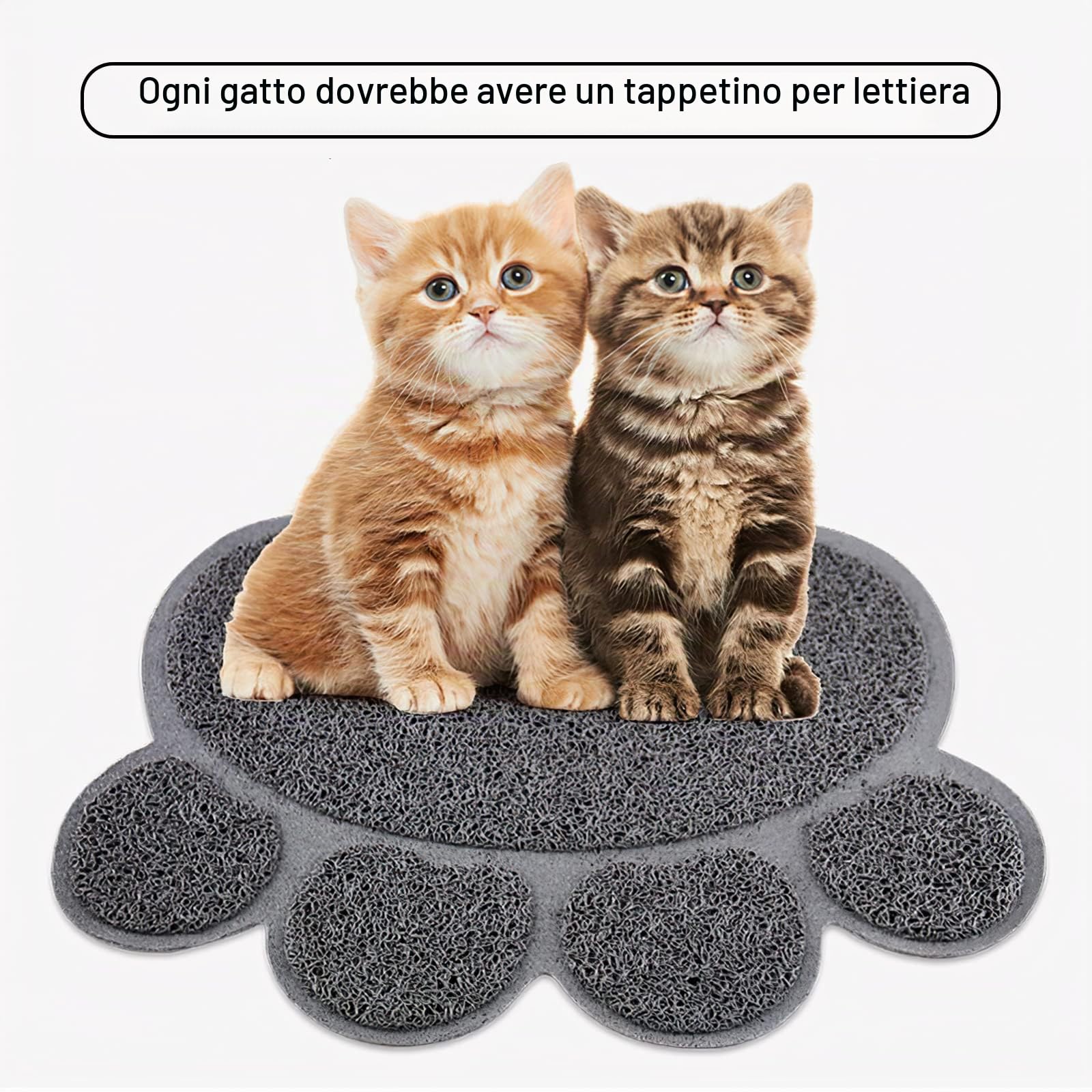 Tappetino di alimentazione antiscivolo e impermeabile per cani e gatti, 30 x 37 cm (grigio)