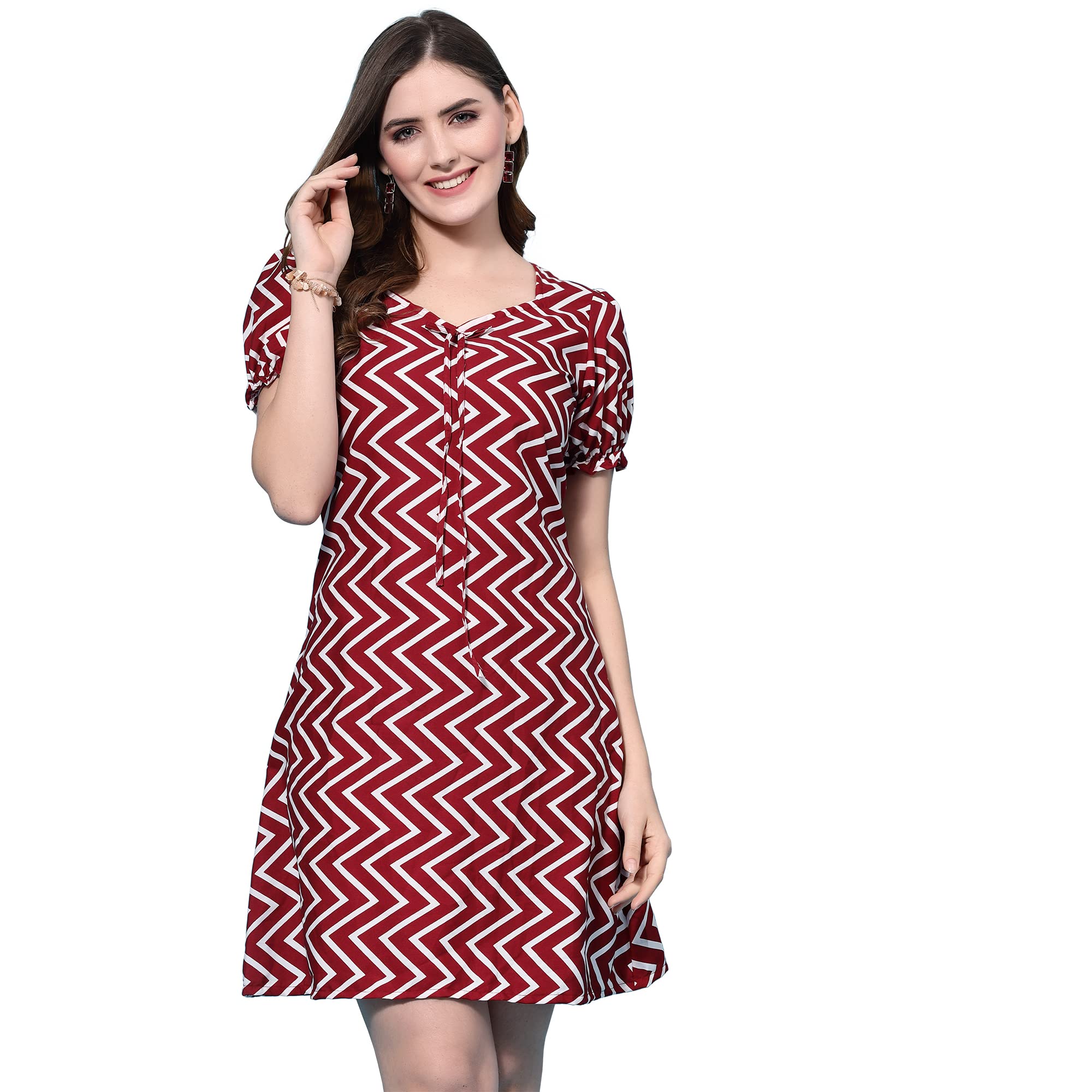 Oomph! Dress For Women Stylish| Summer Vacation Style |Floral Print Puff Sleeve Dress | Lightweight Flared Maxi For Casual & Holiday Wear