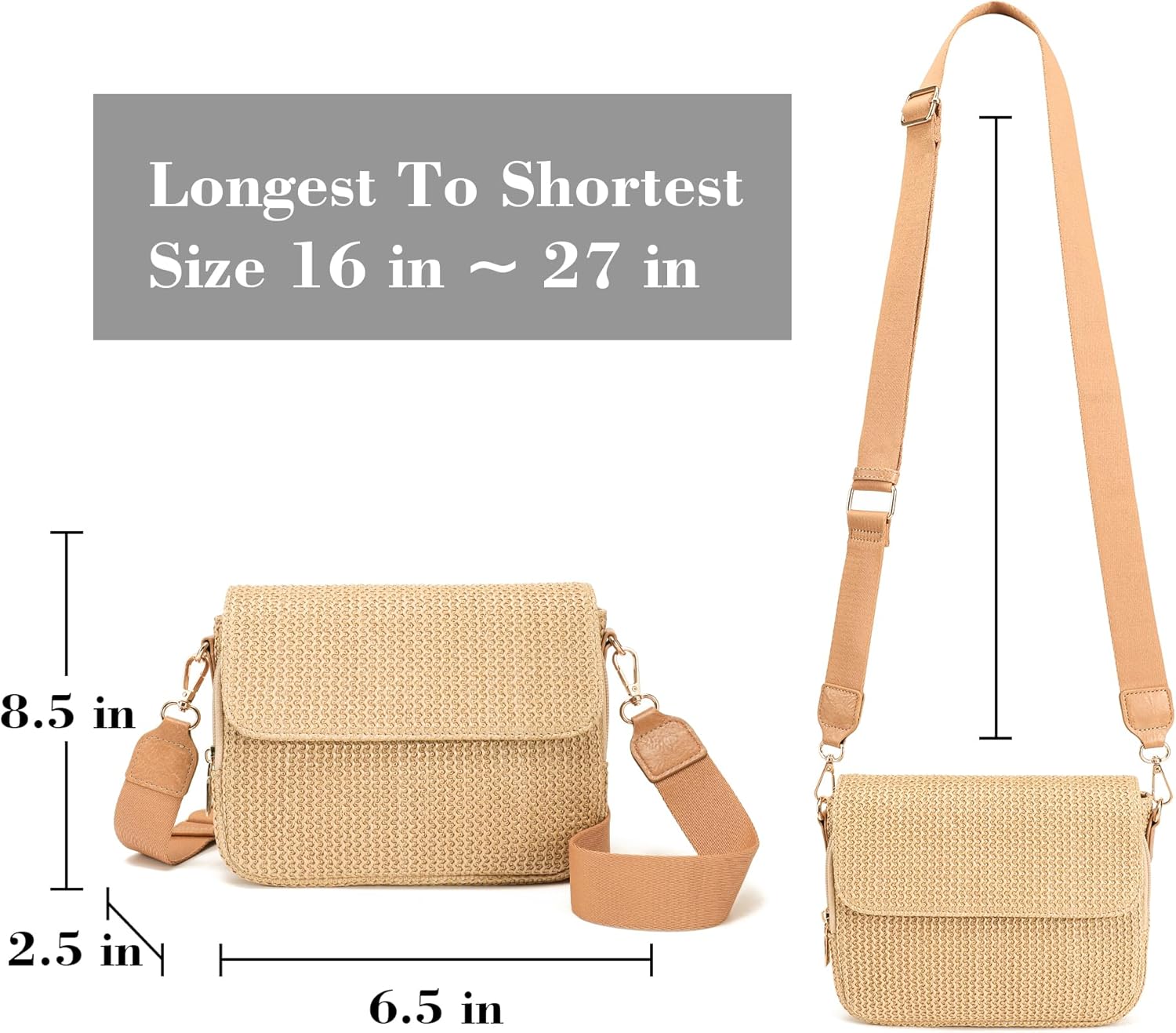 NEICOA Small Faux Straw Purses for Women Raffia Beach Purse Crossbody Bag for Women Vacation Summer Travel - Image 4