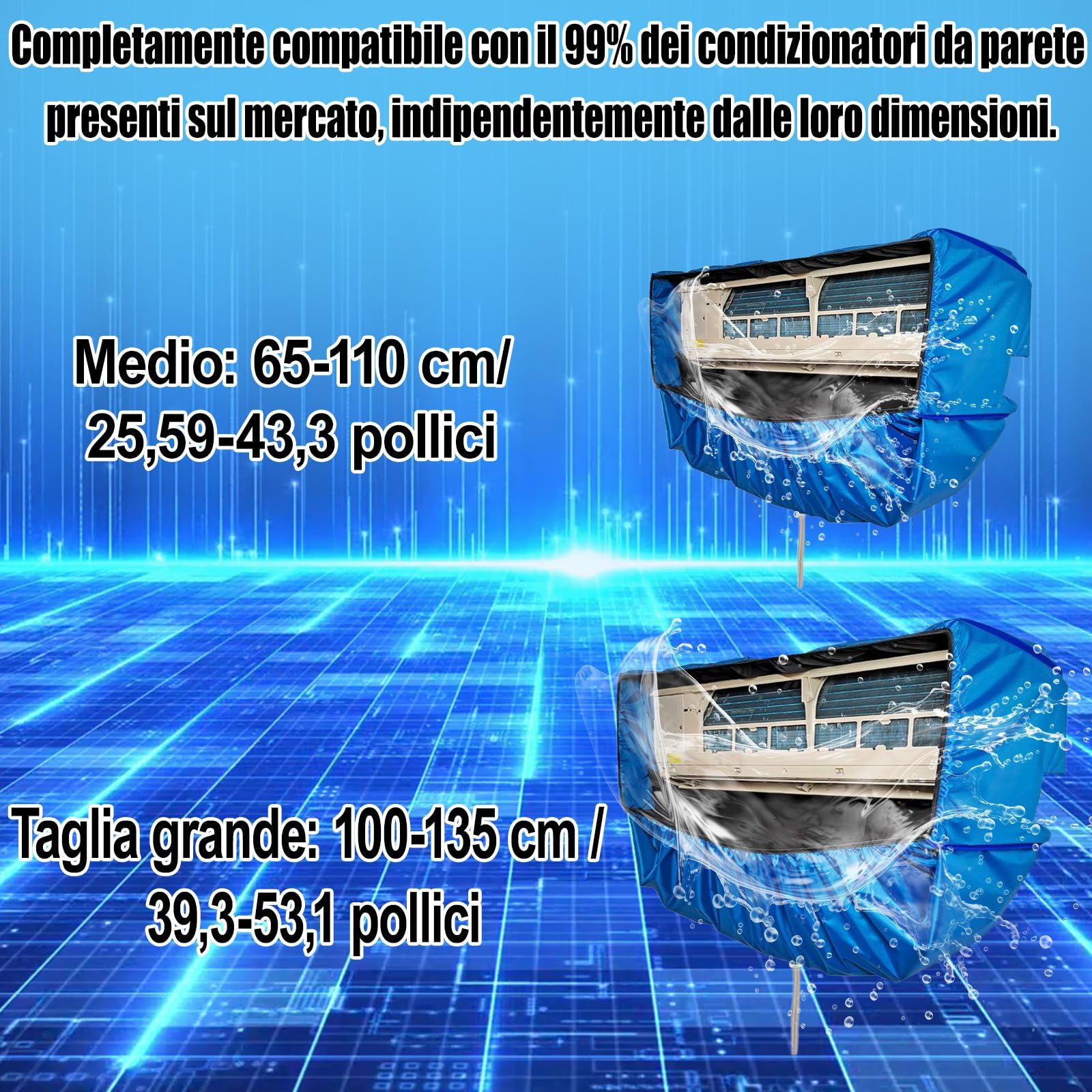 Sacco Kit Per Pulizia Split Condizionatore(Pannelli Laterali Migliorati),Sacco Pulizia Climatizzatore Spazio Extra (blu scuro, piccolo, 18 pezzi)
