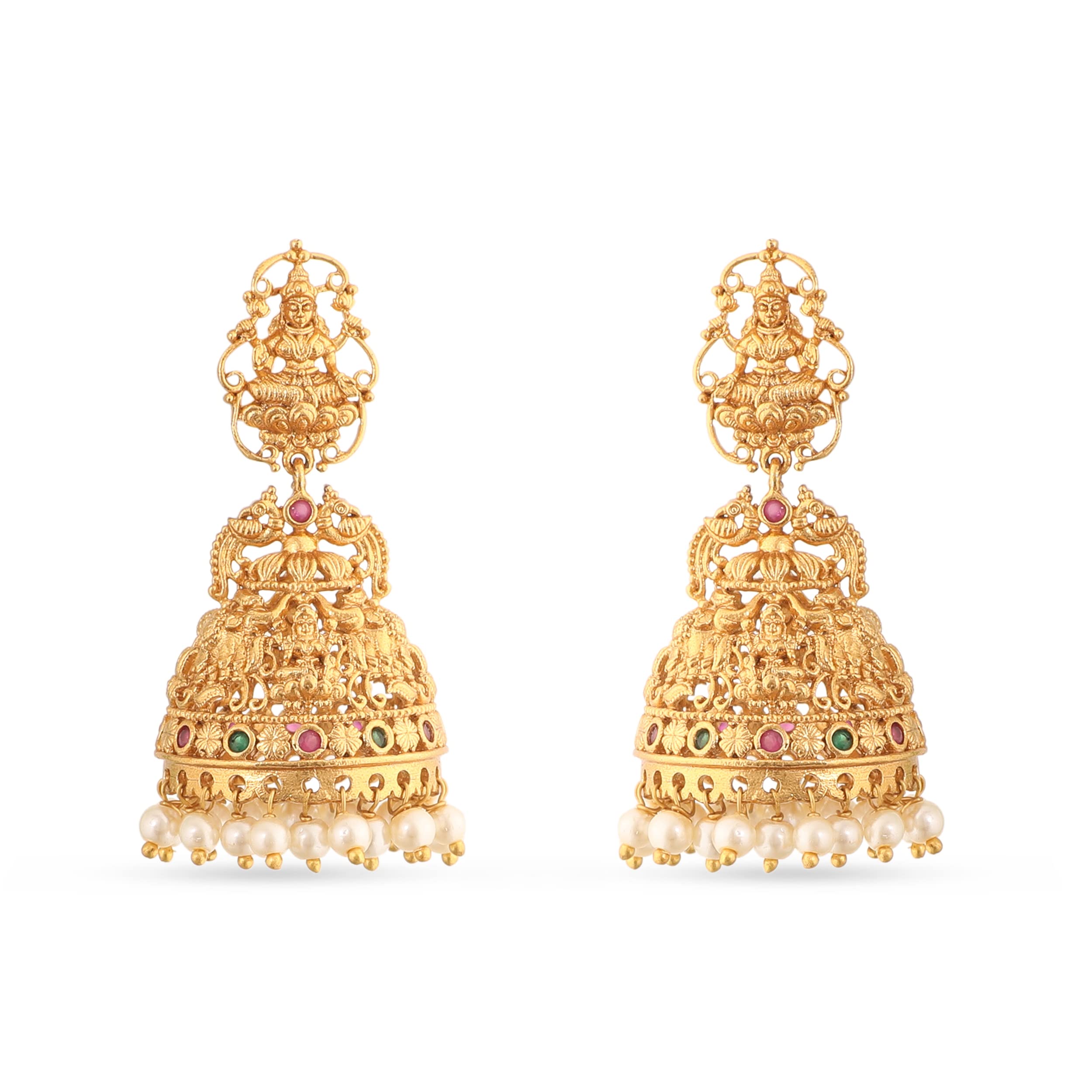 Tarinika Antique Gold Plated Leela Jhumka Earrings with Lakshmi Idol Design - Indian Earrings for Women Perfect for Ethnic occasions | Traditional Earrings For Women | 1 Year Warranty* (Green Red) (B08L1CLNX4) Amazon Price History, Amazon Price Tracker