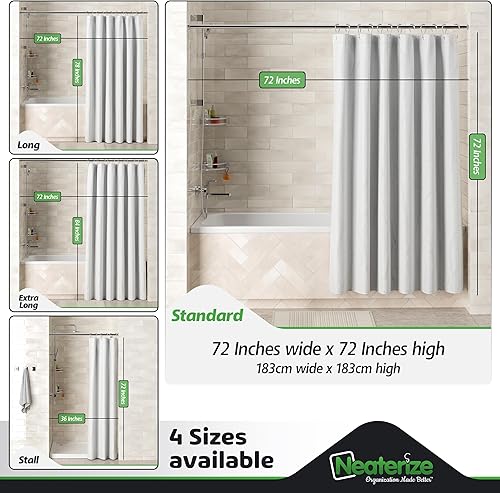 Vista 44 de NEATERIZE Cortina de ducha verde salvia, cortinas de ducha estilo hotel verde salvia para baño con diseño de gofre, 72 x 84 pulgadas, cortina