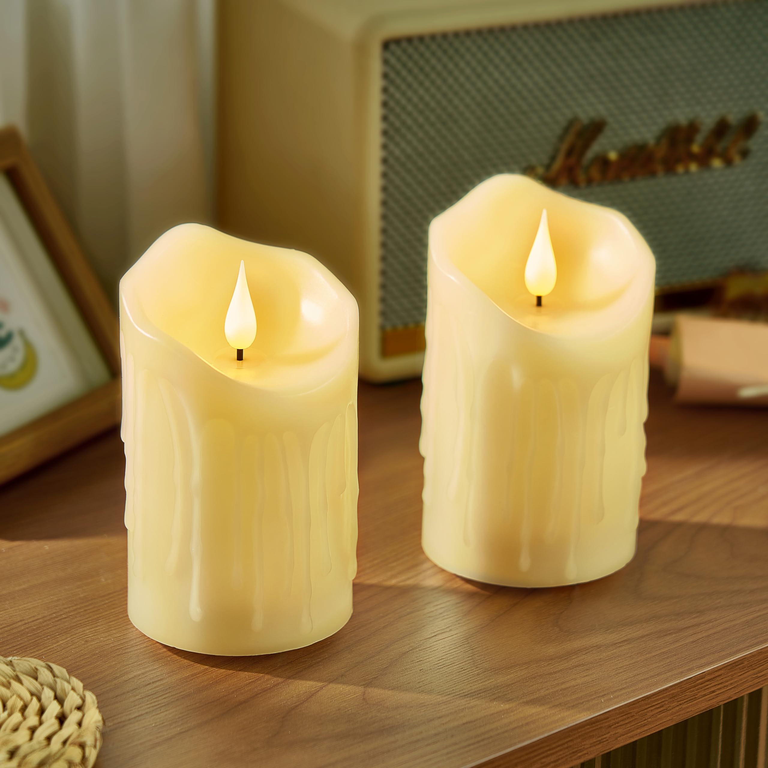 Bougies LED Flamme Lot De 3 Réaliste - Bougies électriques Avec Télécommande Pour Décoration Maison éclairage Ambiance