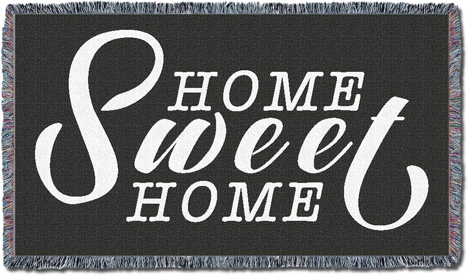 Pure Country Weavers Home Sweet Home Blanket Black - Housewarming Gift Tapestry Throw for Back of Couch or Sofa - Woven from Cotton - Made in the USA (61x36)