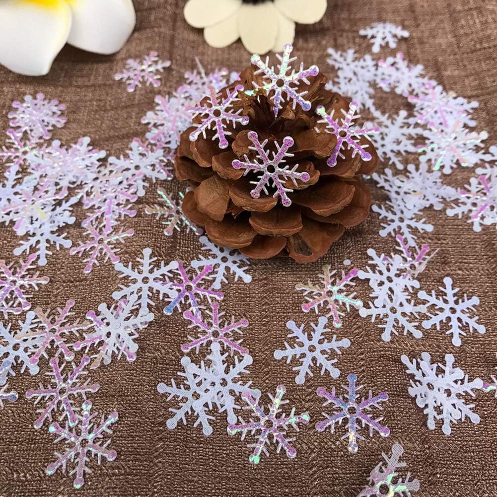CCINEE 800pcs Glitter Snowflake Confetti White Decorative Snowflake Scatter Confetti for Christmas Birthday Party Wedding Home Decoration