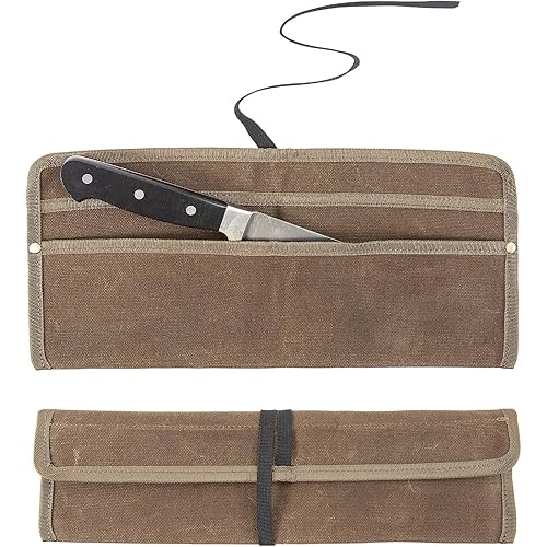 Qchengsan Chef Knife Sheath,Waxed Canvas Single Chef Knife Case Bag Roll for Traval,Sheaths for Chef's Kitchen knives,Tool Organizer Pouch Culinary Accessories Cooking Tools Roll,Gifts for Men