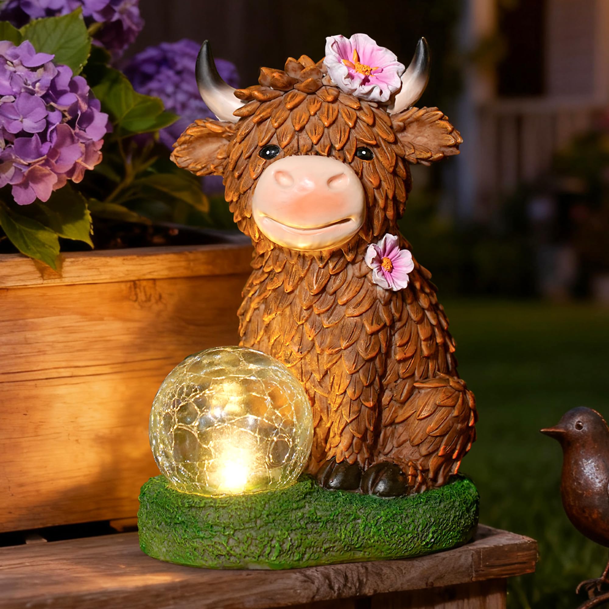 Vache des Highlands de jardin pour créer une ambiance chaleureuse sur votre terrasse