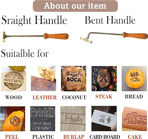 Hierro de marca de madera con logotipo personalizado, hierro de marca de cuero duradero personalizado, herramienta de quema para carne, hamburguesa,