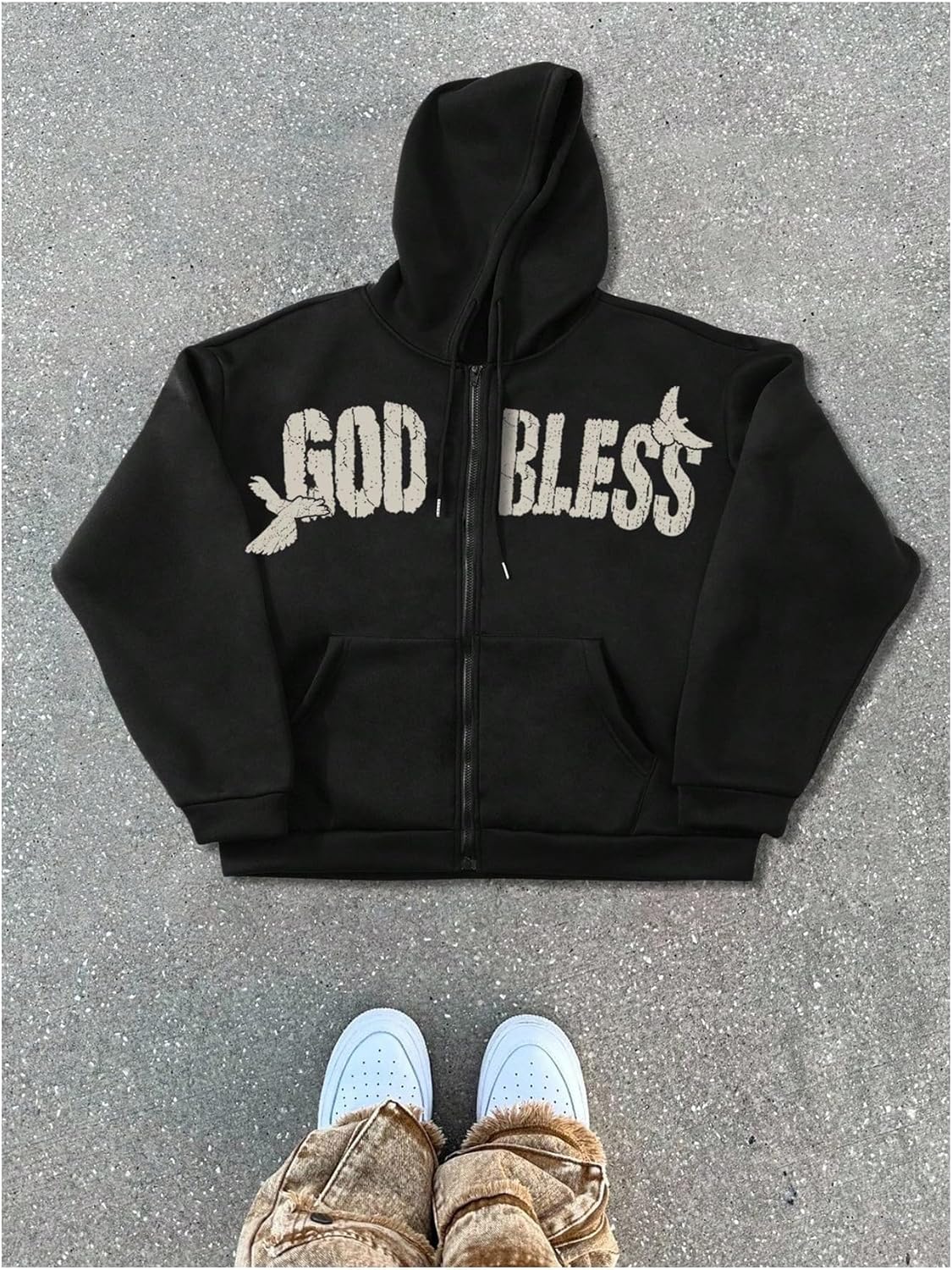 SOLY HUX Men's Graphic Zip Up Hoodie Sweatshirt Y2k Vintage Long Sleeve Hooded Casual Jacket Streetwear - Image 2