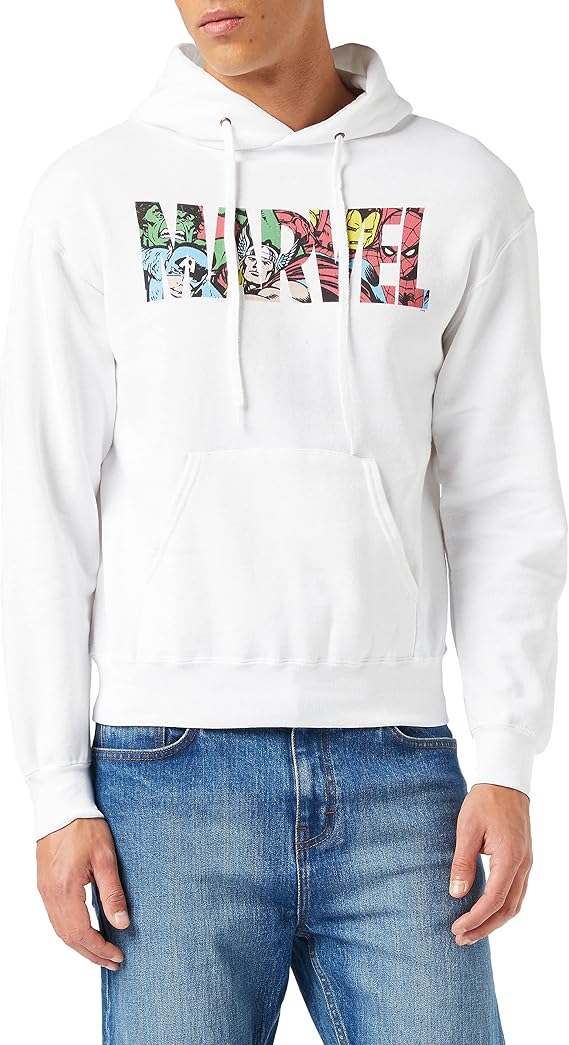 Marvel Logo Character Infill Cappuccio, Bianco (White Wht), XX-Large Uomo :  Amazon.it: Abbigliamento