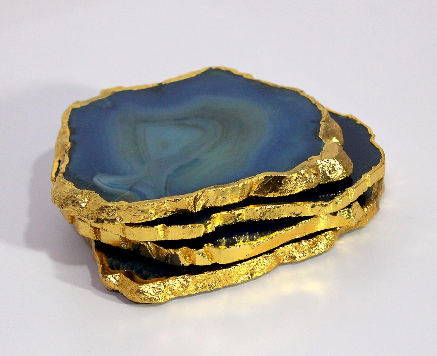Uр Tо 60% оƒƒ eSplanade Natural Agate Coasters Bar Beer Coffee Tea Coaster - Set of 4 Coasters - Perfect Table Accessories Tableware (Blue)
