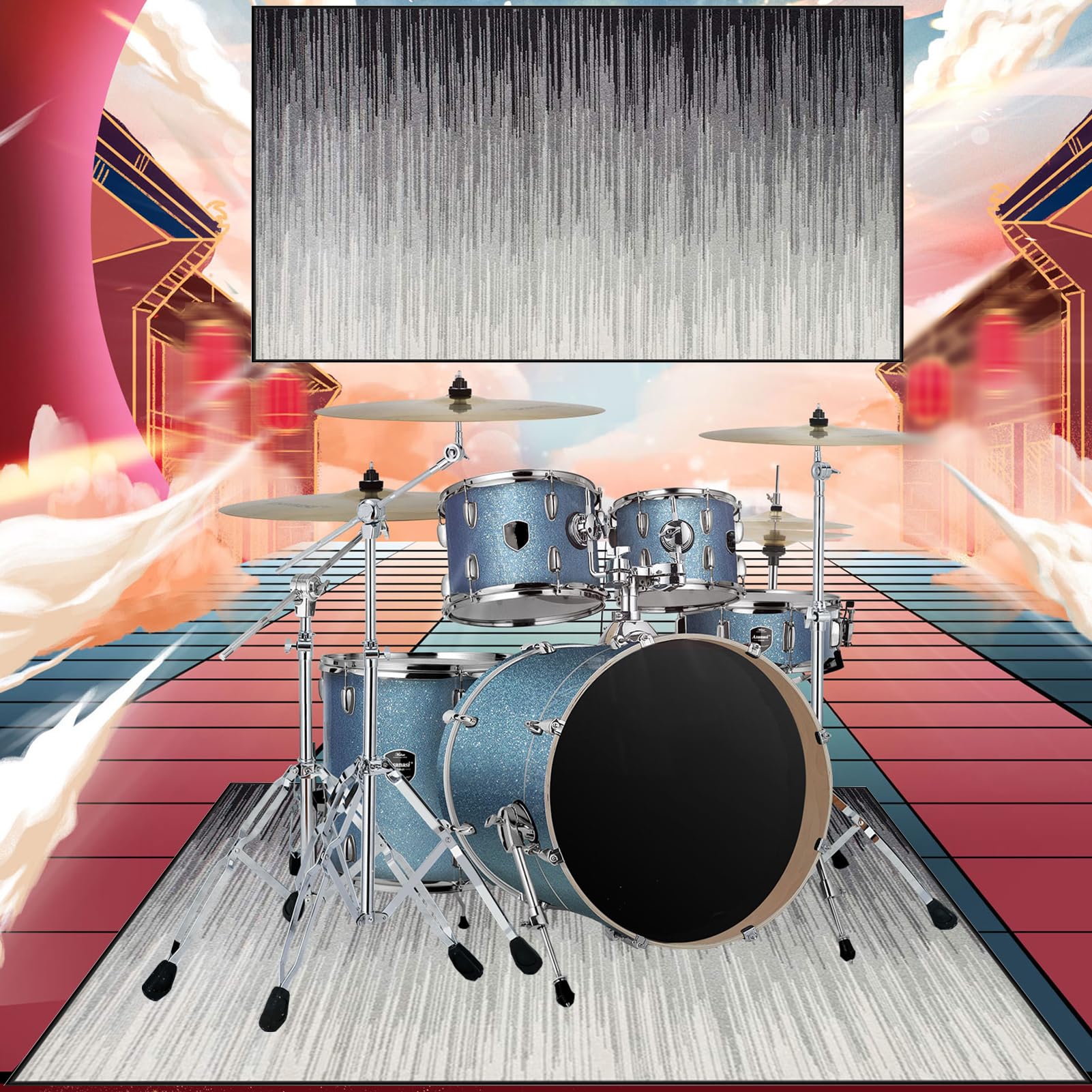 Dywan bębnowy do bębna dywanowego | Dywan bębnowy do bębna basowego 100 x 80 cm | Dźwiękoszczelna mata do baterii elektronicznej | Instrumenty muzyczne Koc antypoślizgowy