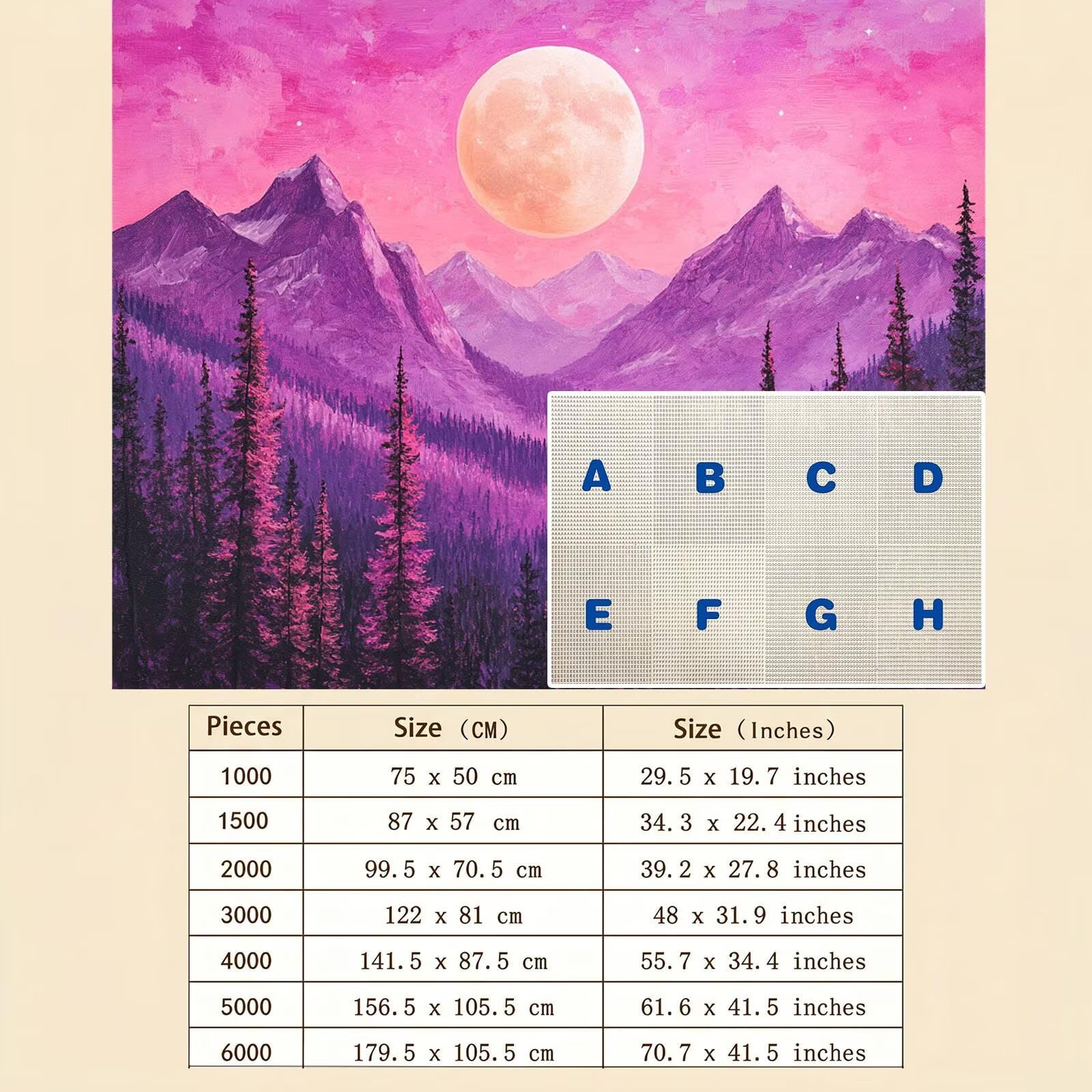 Puzzle 1000 Pezzi Classici, Puzzle paesaggio luna 75 x 50 cm, Gioco Educativo e Antistress in Legno con Poster Incluso, Ttività DIY per Famiglia, Regalo per Appassionati, Decor Parete Casa, f0-530