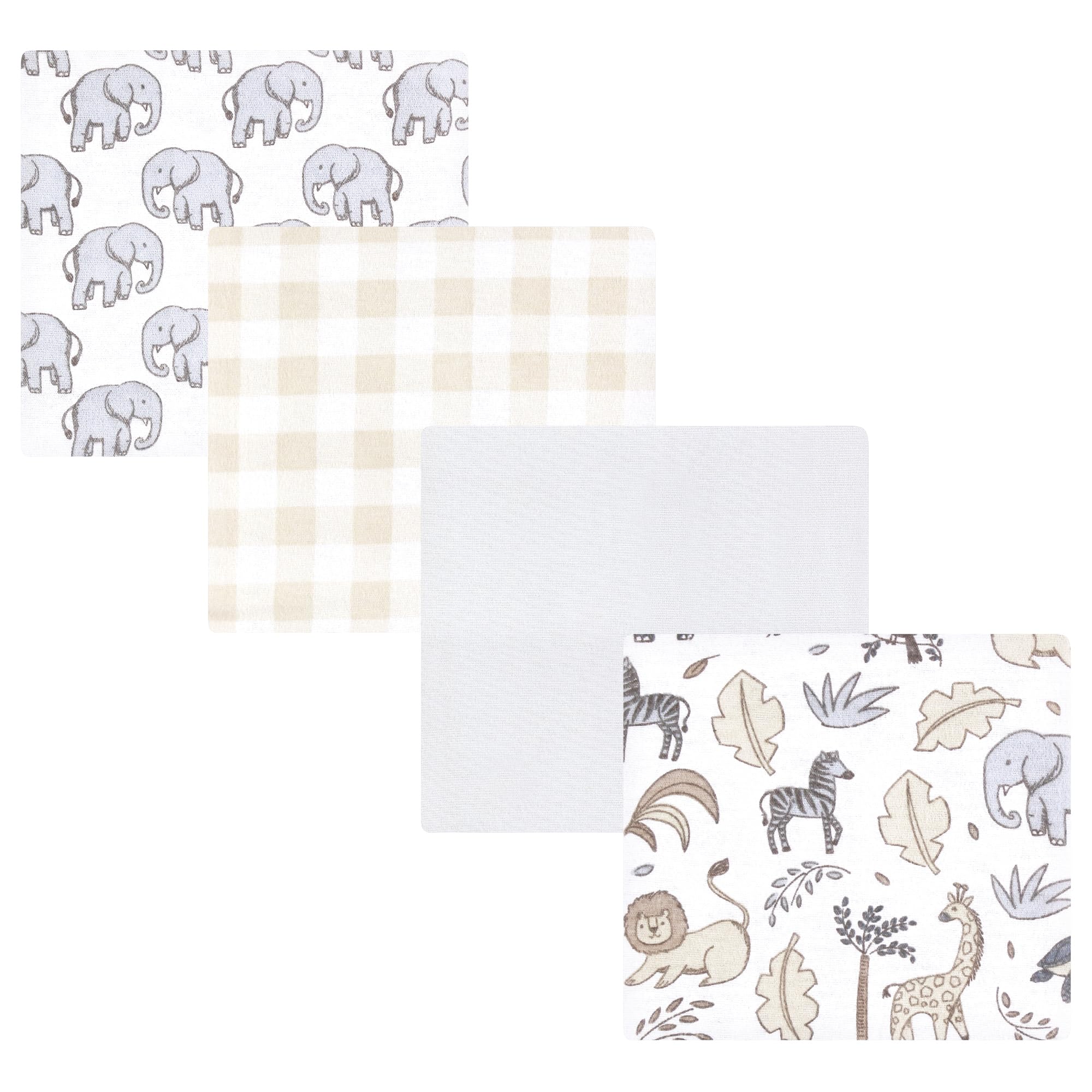 Hudson Baby Unisex Baby Cotton Flannel Receiving Blankets, Neutral Safari, One Size
