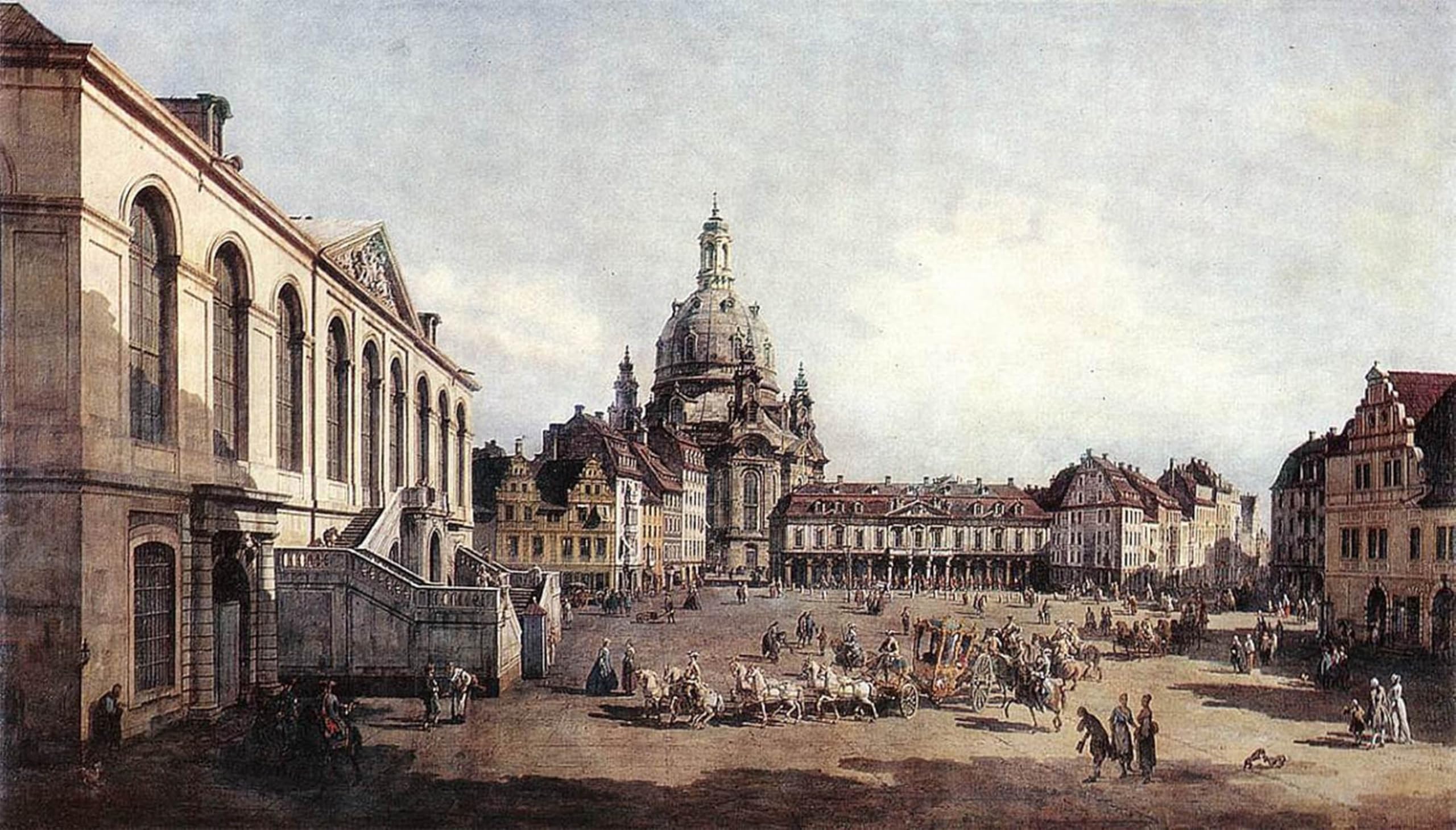 SERENDIPITP Vintage Wall Art Canvas Nordic Poster Canvas Print Picture New Market Square in Dresden From the Jüdenhof by Bernardo Bellotto Wall Art Poster for Home Decor 60x90cm