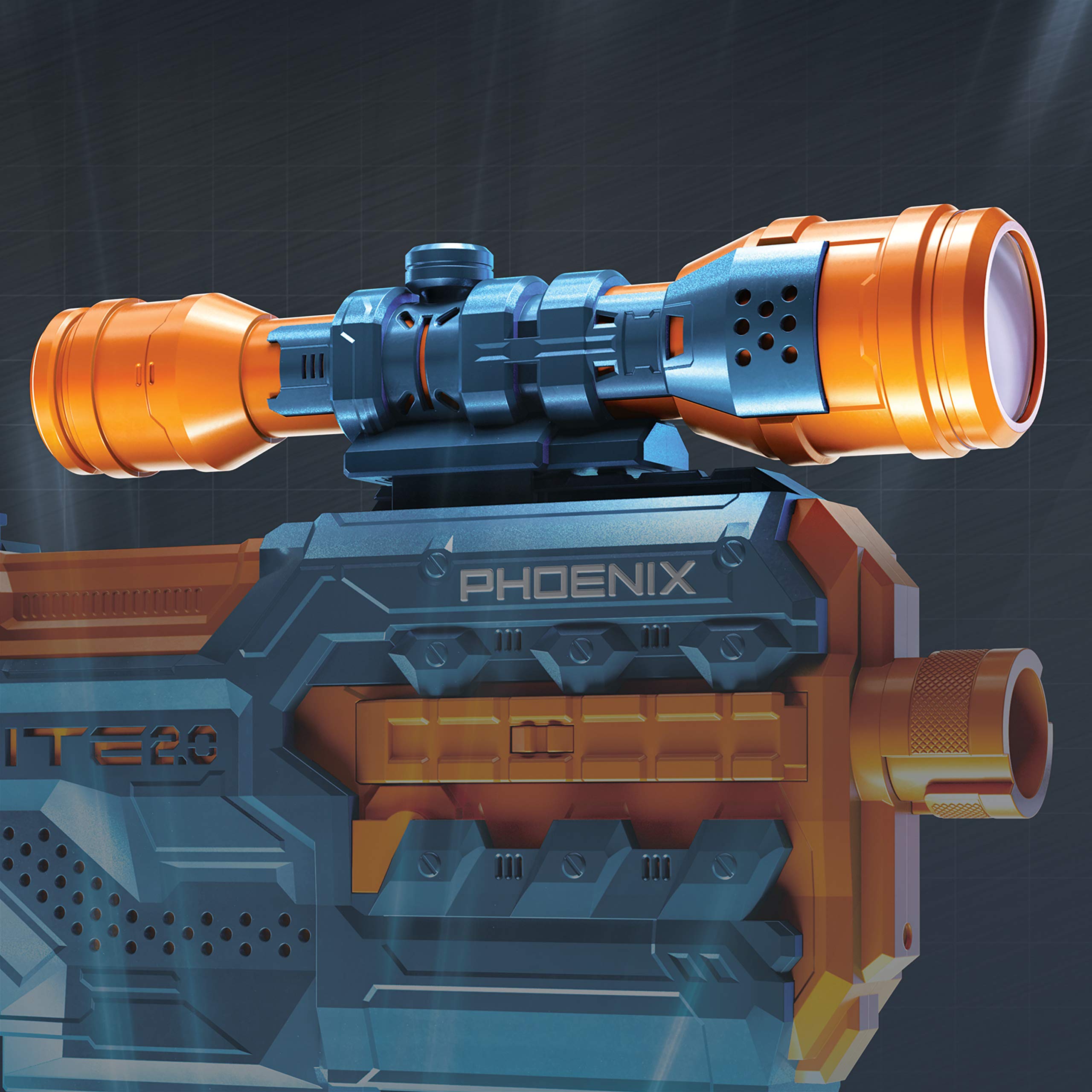 Elite 2 Phoenix CS-6 motorisierter Blaster, 12 Nerf Darts, 6-Dart Clip-Magazin, Fernrohr, Tactical Rails, Befestigungspunkte, 4AA Batterien