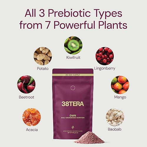 Miniatura 4 de DMN (Daily Microbiome Nutrition), 6 onzas, polvo de fibra a base de plantas con 3 prebióticos diferentes, ayuda a la salud digestiva e intestinal,