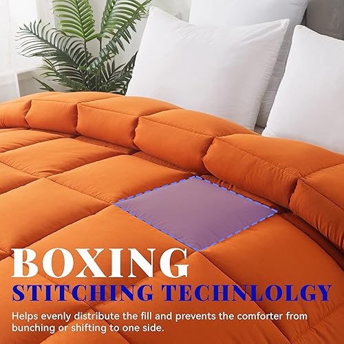 Miniatura 2 de Cosybay Edredón alternativo de plumón naranja tostado Queen  Edredón de cama acolchado suave para todas las estaciones  Relleno de edredón ligero
