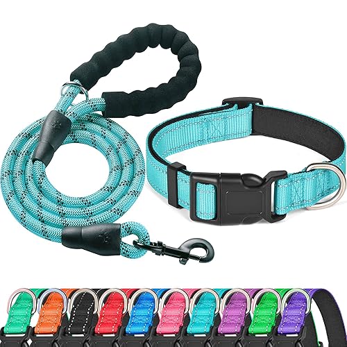 Reflective Dog Collar Padded with Soft Neoprene Breathable Adjustable Nylon