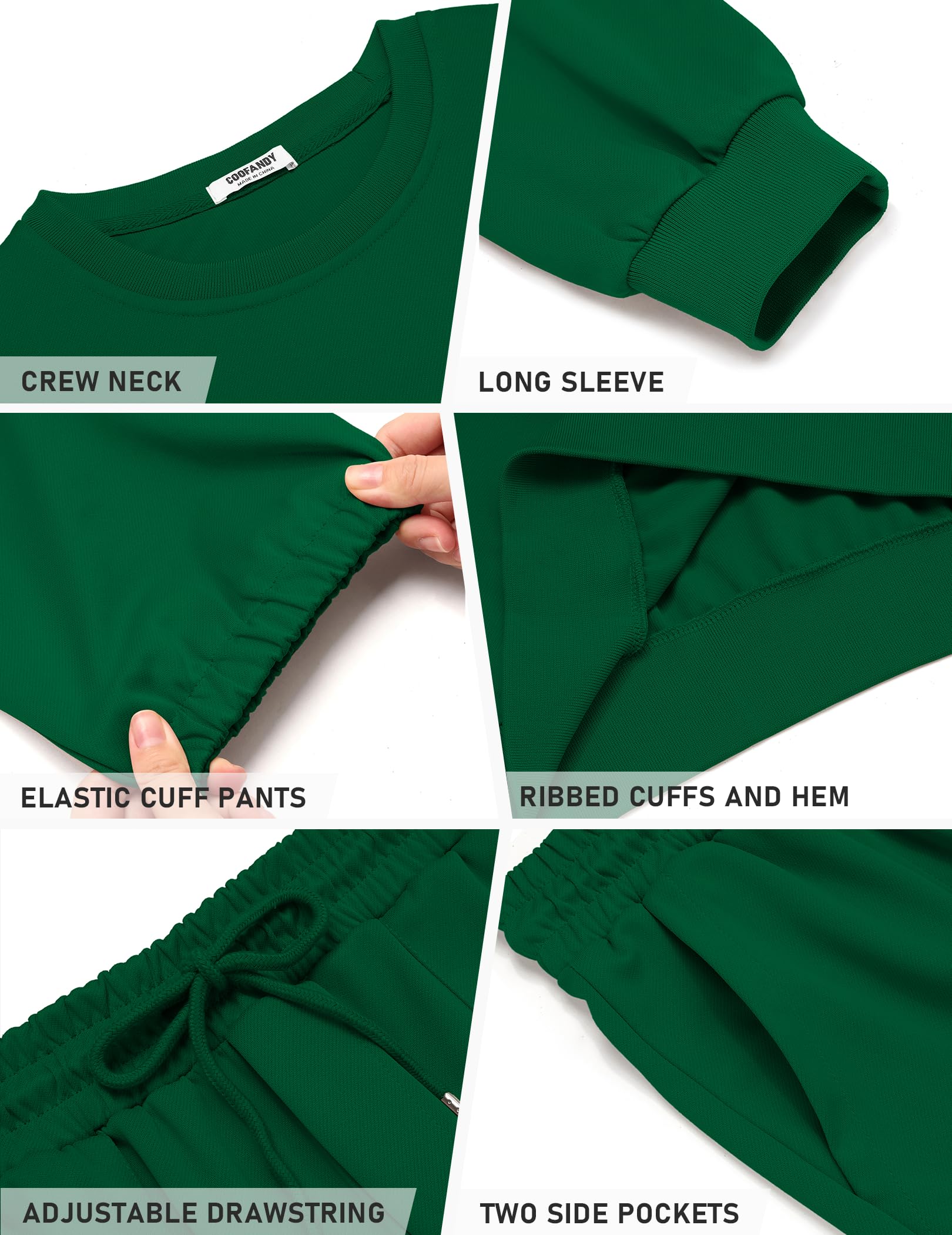 COOFANDY Tuta da uomo 2 pezzi tuta set manica lunga pullover tuta atletica per sport casual fitness jogging