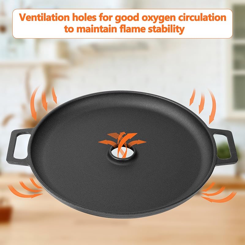 GFTIME 35 cm-es öntöttvas grillplán csepptálcával és fogantyúval kerthez