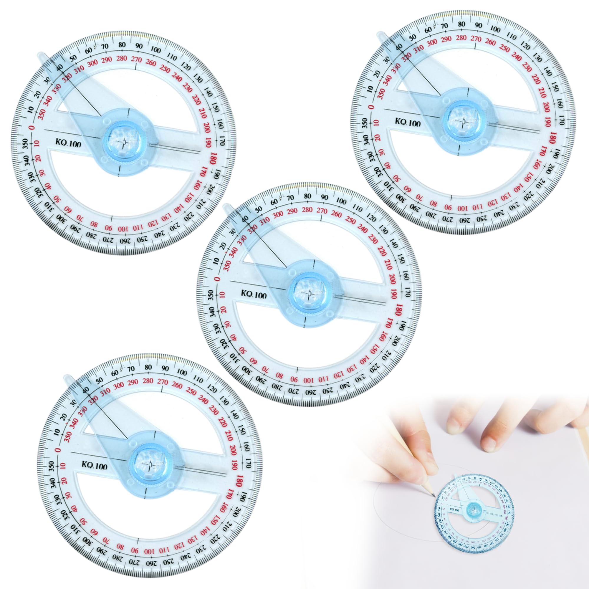 4Pcs 360 Degree Protractor Angle Measure, Protractor Circle Protractor 10cm