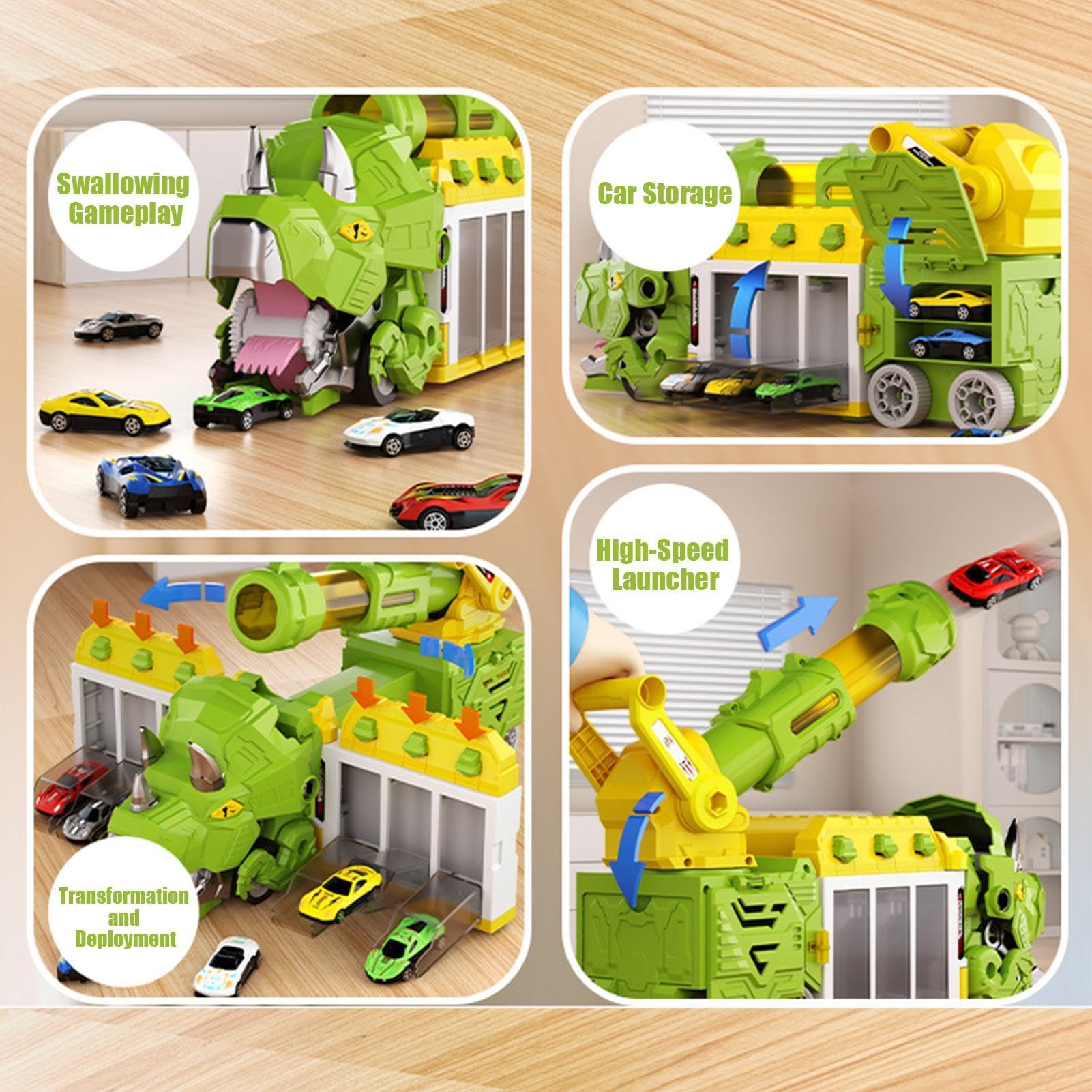 Camión Dinosaurio Juguete Vehículo Plegable con Compartimento De | Coche De Juguete Con 6 Pelotas Para Edades 3 A 8 Años Juego Y En Casa Y Suelo Interior