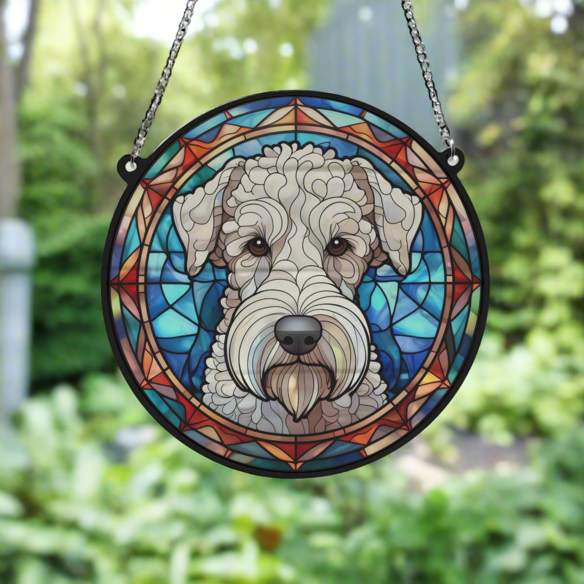 Bedlington Terrier Stained Glass Effect Suncatcher Gift for Dog Lovers - 13cm - Image 3