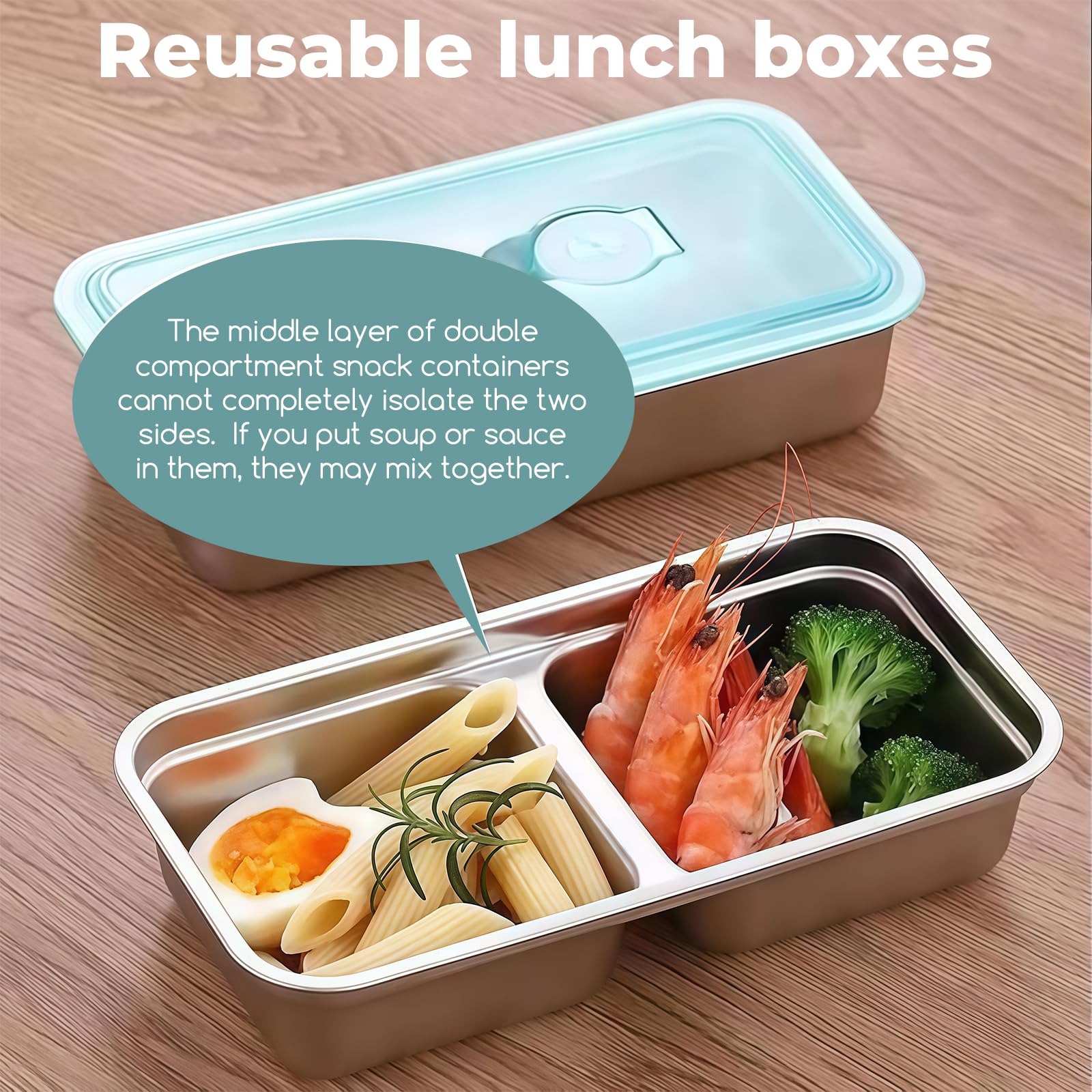 BildeeMait Set di 2 contenitori per snack in acciaio inox con 2