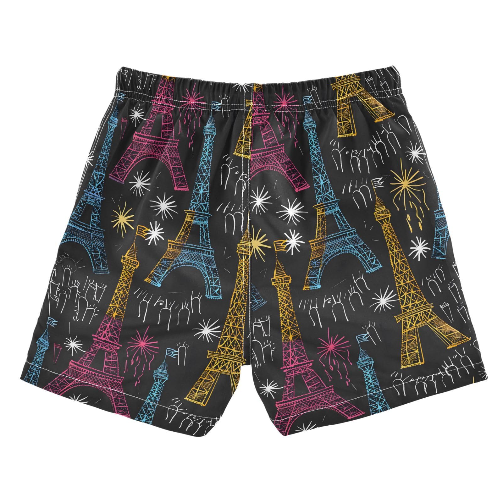 ALAZA Romantic New Year Paris Eiffel Tower Boys Quick Dry Beach Board Shorts Kids Swim Trunks Bathing Suit Swimsuit 2T Multicolor