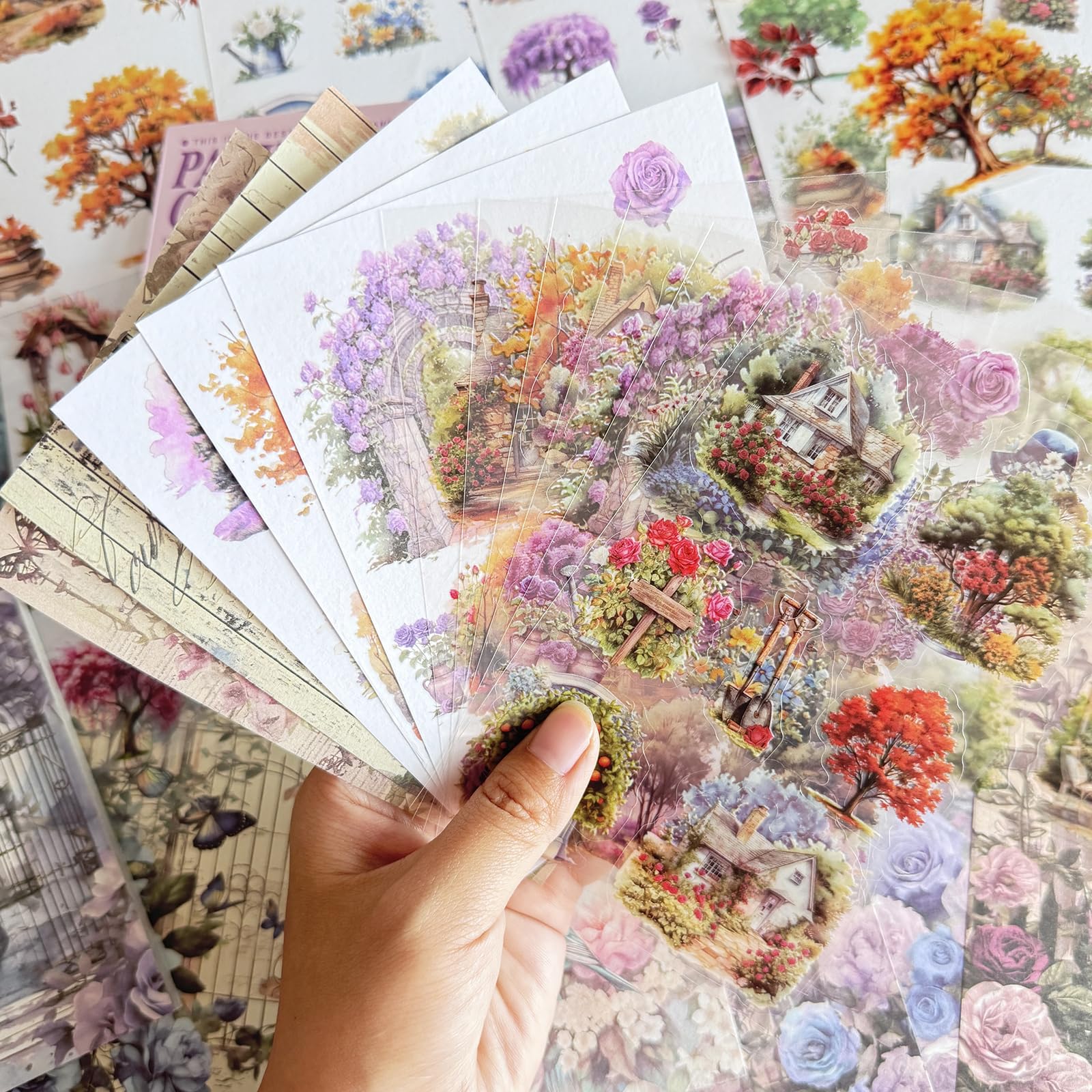 20 arkuszy naklejek kwiatowych do scrapbookingu, kwiatowe naklejki do scrapbookingu, artykuły do pamiętnika śmieci, 50 arkuszy, artykuły papierowe, do dziennika śmieci, materiałów do scrapbookingu