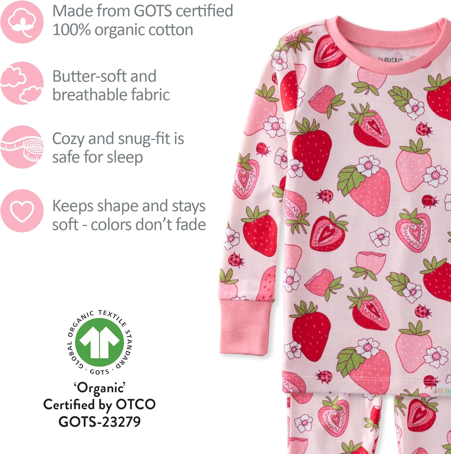 Zen Snug-fit 2-Piece Pajamas 100% Organic Cotton Long Sleeve for Girls - Image 5