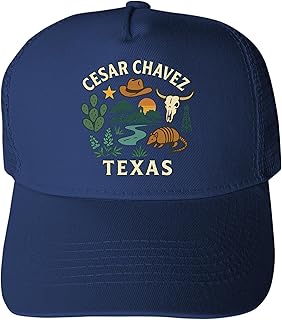 Cesar Chavez Texas Keepsakes Unisex Mesh Back Trucker Hat with Adjustable Snapback