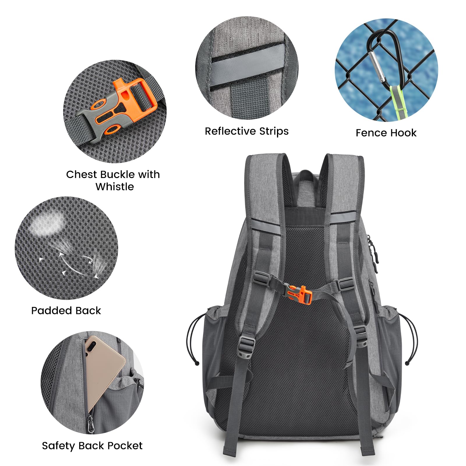 G4Free Borsa da tennis, zaino da tennis per donne e uomini, grande borsa da pickleball, contiene 4 racchette con scomparto per scarpe