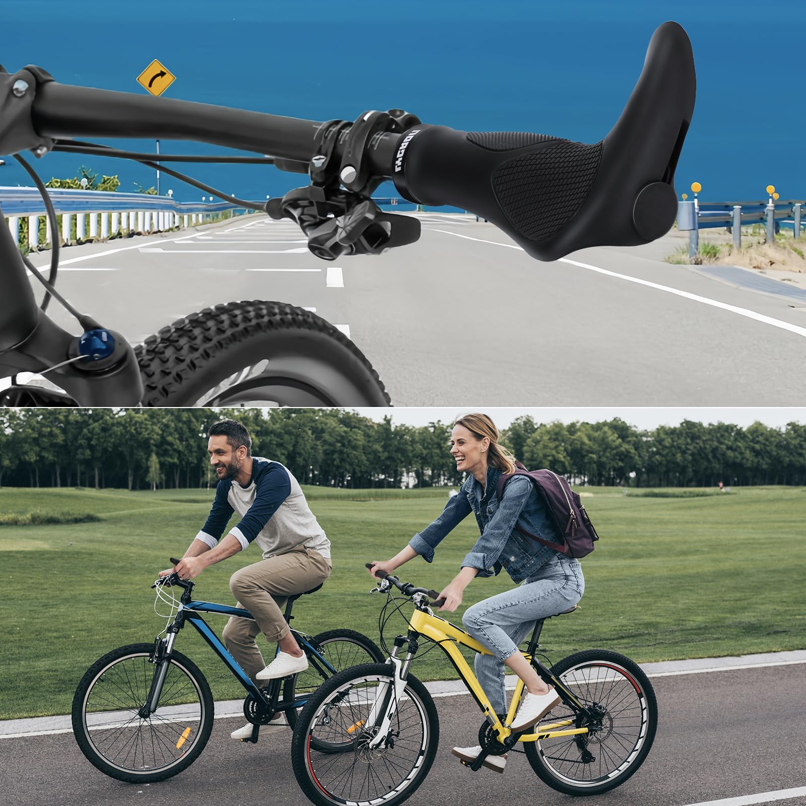 LYCAON Poignées de Guidon de vélo antidérapantes et ergonomiques - Poignées de vélo - Poignées de Guidon de vélo - Poignées en Aluminium - pour Scooter, VTT, vélo Urbain,