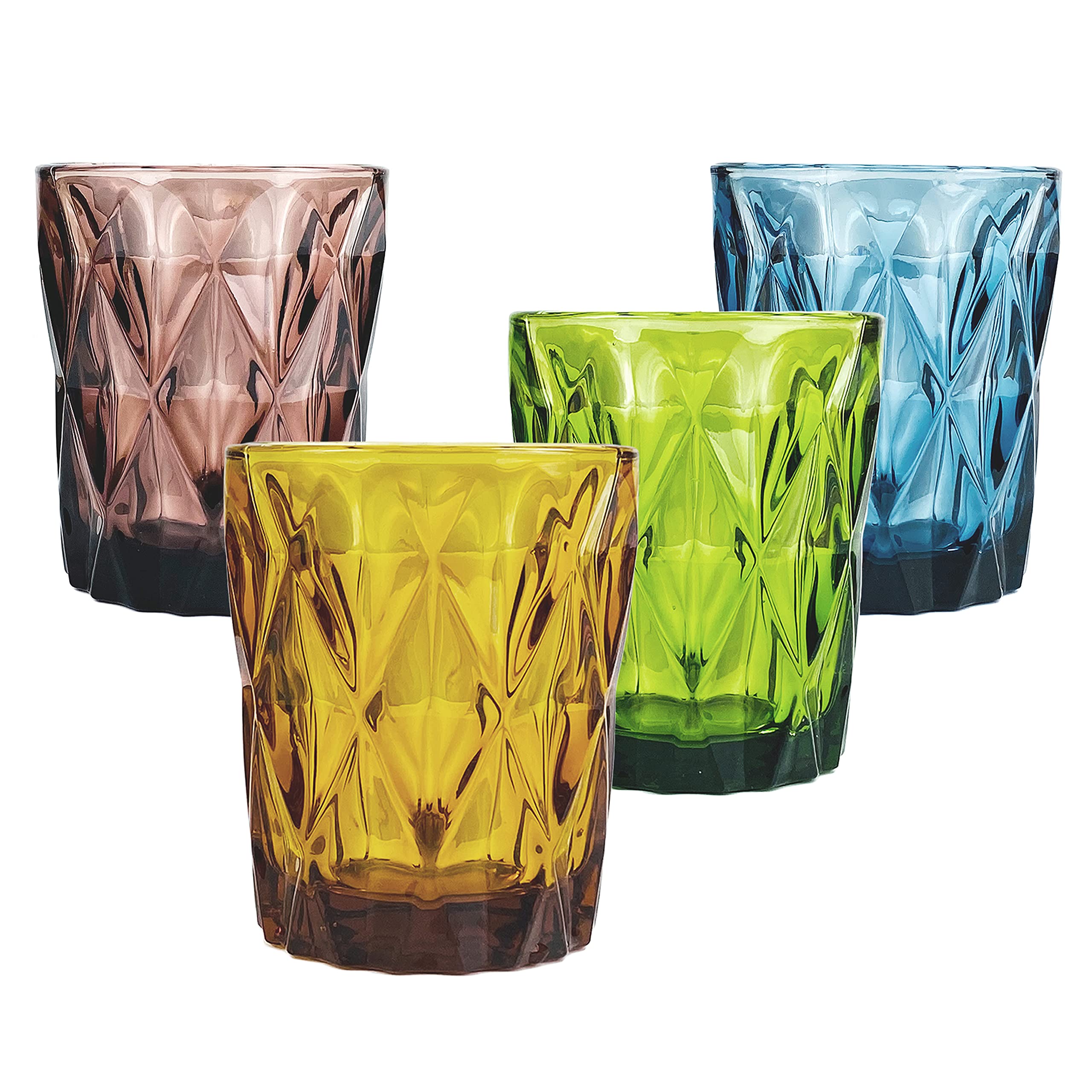 Juego de 4 vasos de cristal Simpleword, vasos para whisky, agua, zumo, cerveza y bebidas, 295 ml