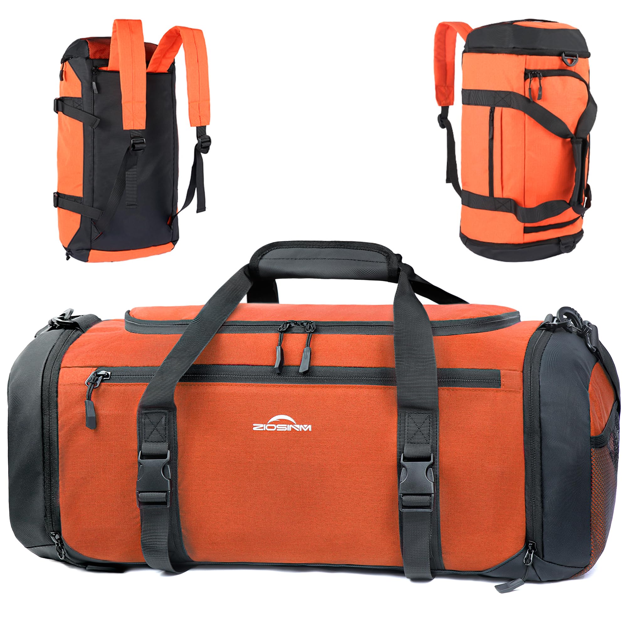 ZIOSINM Gym Bag for Men, 36L Waterproof Sports Bag with Shoe Compartment, Wet Zone and Insulated Layer, Duffel Bags for Men Suitable for Sports, Travel and Swimming (Orange)