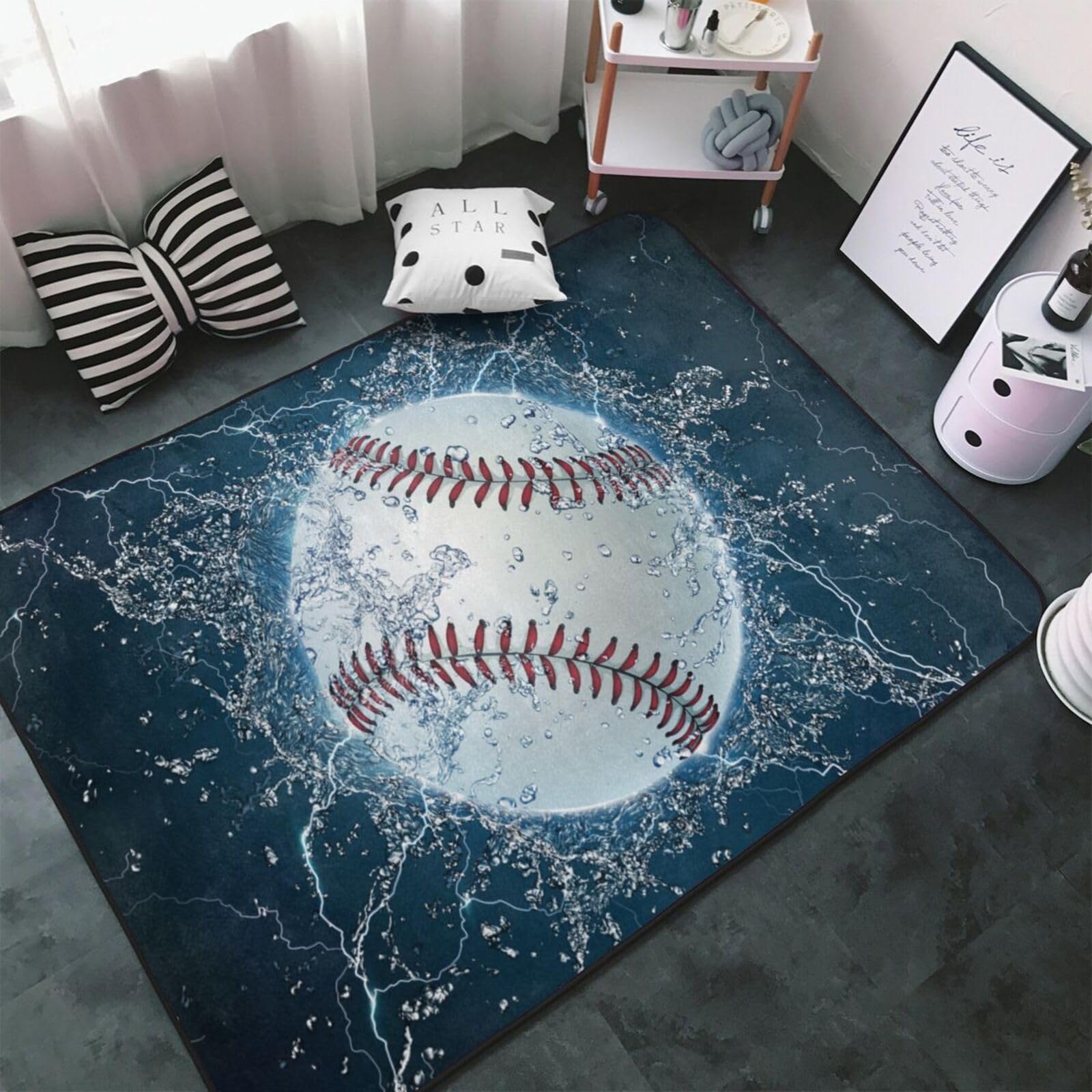 Amazon | 野球 スポーツ カーペット 長方形 ラグマット ラグ 絨毯 夏用