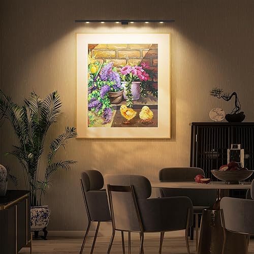 Miniatura 2 de Blisaleiip Luz de arte para pintar, luz de imagen de 22 pulgadas, funciona con pilas, luz de pared de aluminio completo con control remoto para