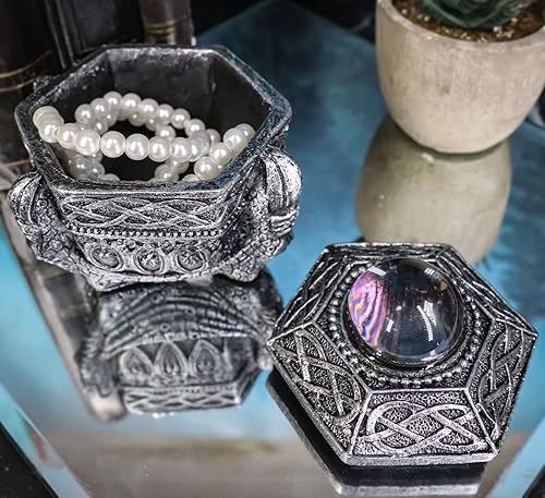 Miniatura 7 de Ebros Gift Garra gótica de dragón druida celta con bola de cristal mirando orbe decorativo mini joyero de fantasía mítica Calabozos y dragones